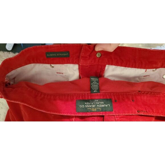 Vintage Ralph Lauren‎ Straight Corduroy Jeans Pants Trousers Size 10 P 31x28 Red - Picture 8 of 10